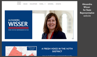 image of website for candidate Alexandra Wisser